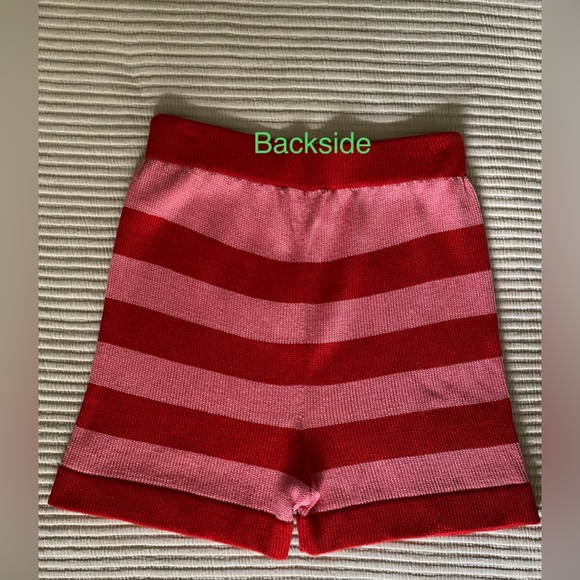 Zang Toi Knit Striped Sweater Lounge Mini Shorts Small 4 6 Red Pink High Rise - Picture 4 of 4